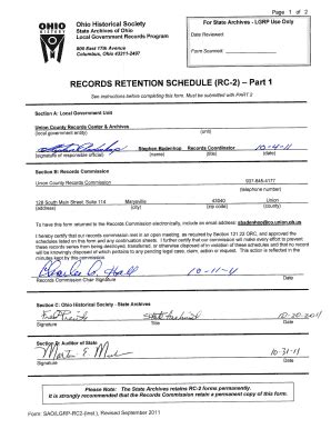 Fillable Online RECORDS RETENTION SCHEDULE RC 2 Part 1 Fax Email