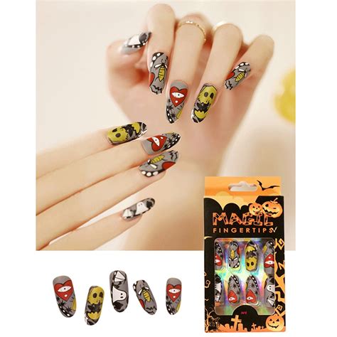 Besaacan Fake Nails On Sale Halloween Extra Long Press On Nails Coffin