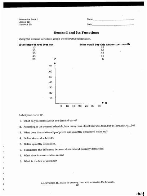 Supply And Demand Worksheet Answer Key