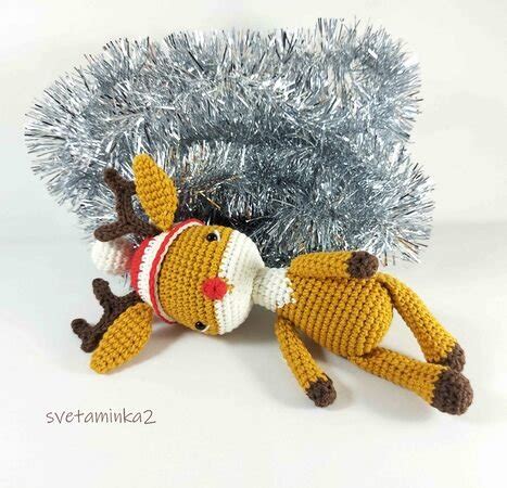 Reindeer Crochet Pattern Christmas Amigurumi Rudolf The Red Nosed Deer