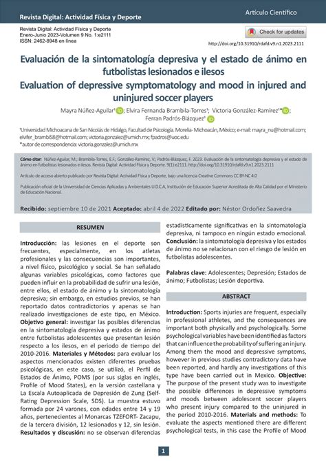 Pdf Evaluaci N De La Sintomatolog A Depresiva Y El Estado De Nimo En