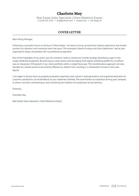 Professional Real Estate Broker Cover Letter Examples And Template For