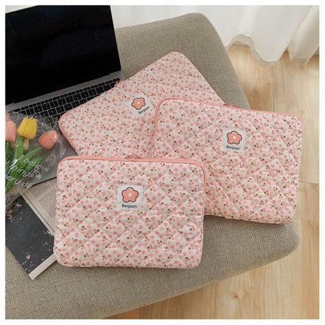 Quilted Cute Pink Green Floral Ipad Bag Cute Floral Ipad Air Pro Caseflower Ipad Sleeveipad