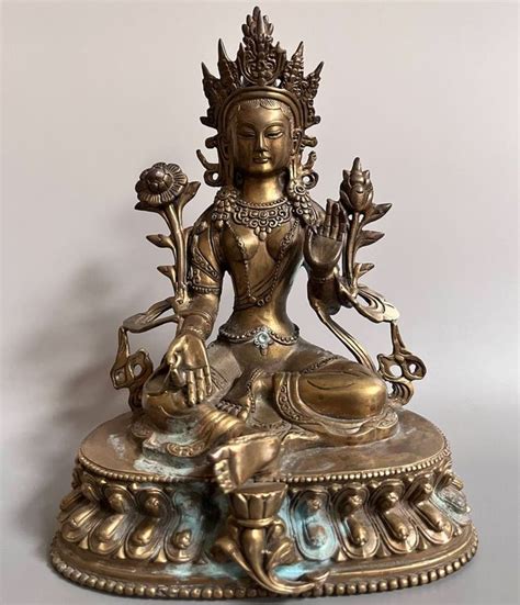 Grüne Tara Bronze Figur Patina Skulptur Tibet Bodhisattva Kaufen auf