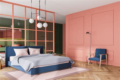 Peach And Blue Bedroom