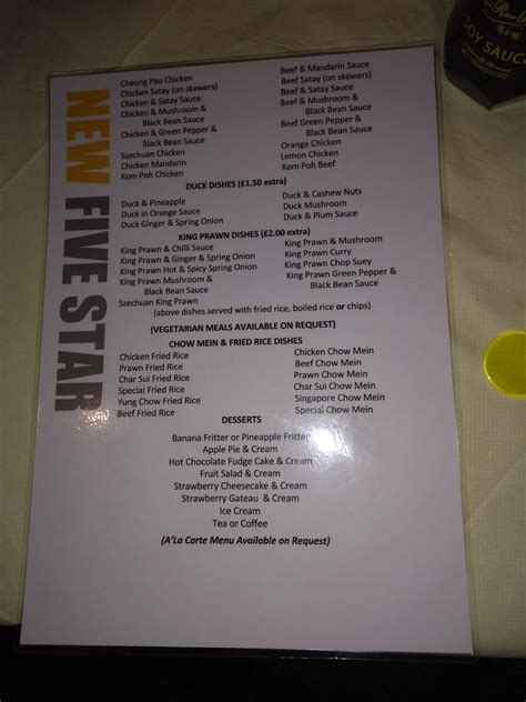 Menu At New Five Star Restaurant Kilmarnock