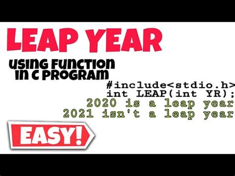 C Program To Check Leap Year Using Function YouTube