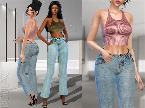 The Sims Resource Bikini Strap Low Rise Straight Jeans SET DO