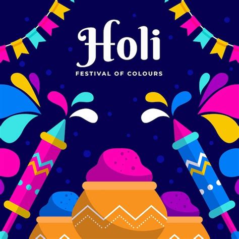 Free Vector Flat Design Holi Festival Concept