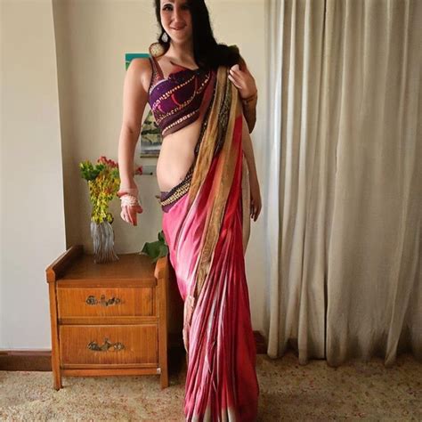 Slim Thick White Girl In Low Waist Saree Teasing Check More At