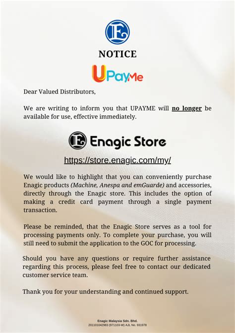 Notice Purchasing Enagic Products Via Enagic Store Enagic Malaysia