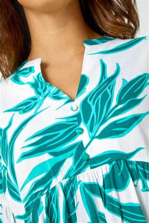 Green Palm Print Tunic Overshirt Roman Uk