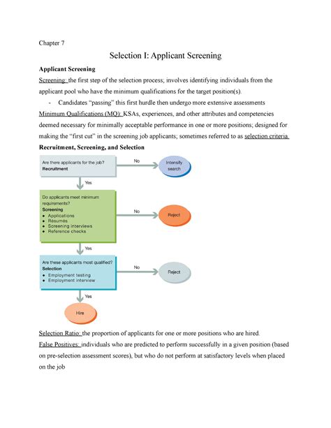 Chapter 7 Lecture Notes 7 Chapter 7 Selection I Applicant