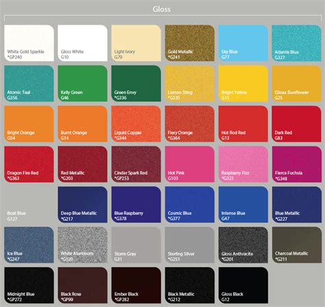 Wrap N Graphics Vinyl Color Chart
