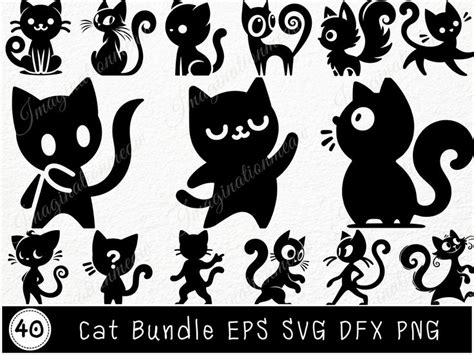 Cat Svg Bundle Funny Cat Svg Cute Cat Png Cat Clipart Kitten Svg