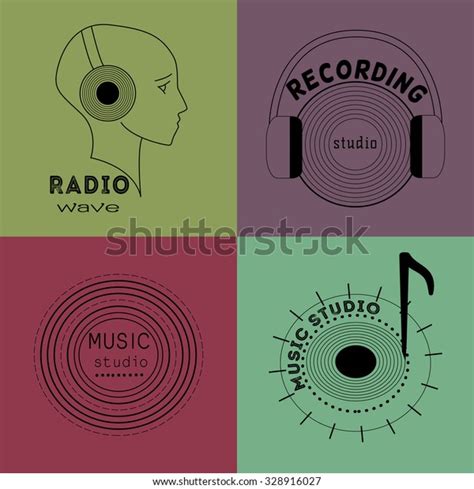 Collection Music Logos Made Vector Design Stock Vector Royalty Free