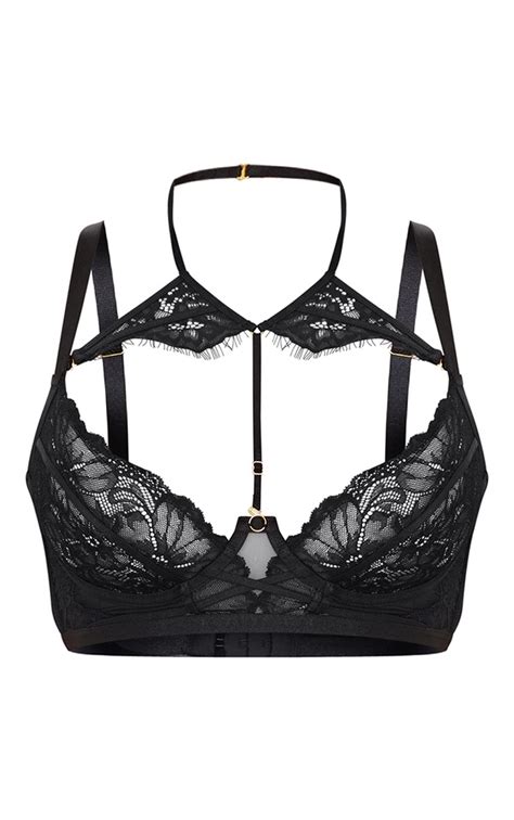 Soutien Gorge Forte Poitrine En Dentelle Noire Prettylittlething Fr