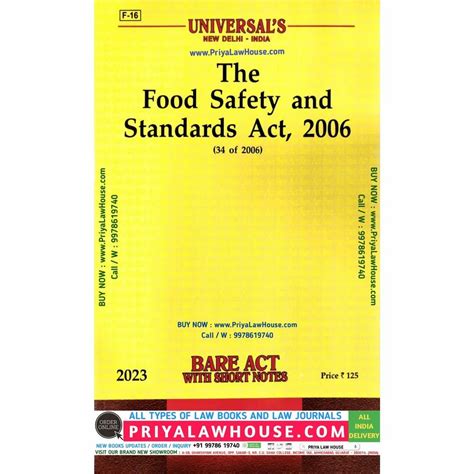 The Food Safety And Standards Act 2006 Bare Act Universal Edn