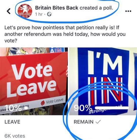 Pro Brexit Group Really Regrets Holding Second Referendum Poll Metro News