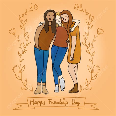 Happy Friendship Day Hand Drawing Background, Friendship, Girls, Drawing Background Image And ...