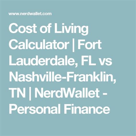 Cost of Living Calculator | Fort Lauderdale, FL vs Nashville-Franklin ...