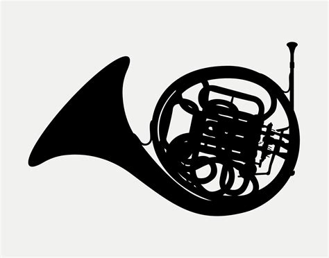 French Horn Silhouette Horn Brass Musical Instrument Vector