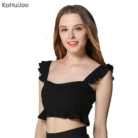 Kohuijoo Summer Women Tank Tops Sexy Elegant Sleeveless Ruffles Tops