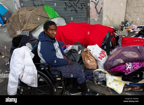 Homeless People Outside The Midnight Mission Los Angeles California