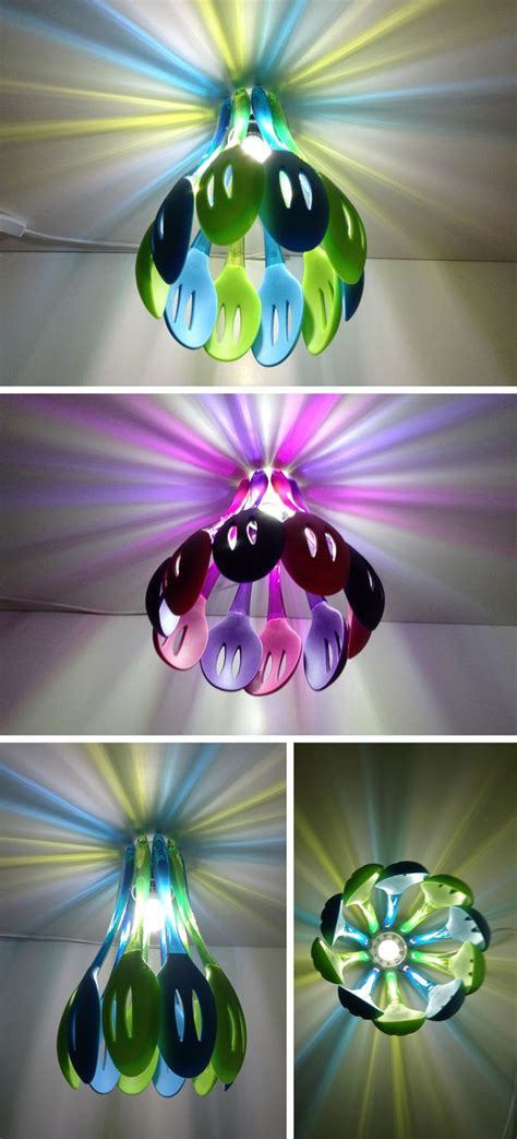 L Mpara Con Esp Tulas De Colores Muy Ingenioso Diy Lamp Diy