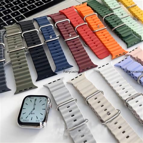 Pulseira De Silicone Alça Oceânica Para Apple Watch Series 8 7