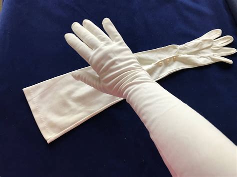 Opera Length White Gloves Sz Small Above Elbow Cloth Etsy Elegant