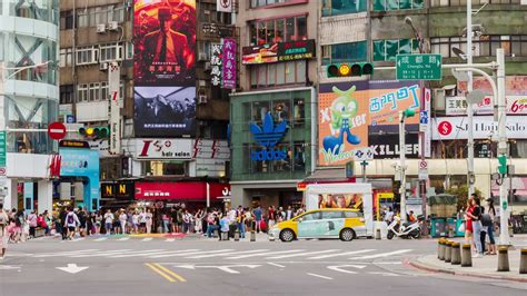 Timelapse Street View At Ximending Walking Street With Many Stores