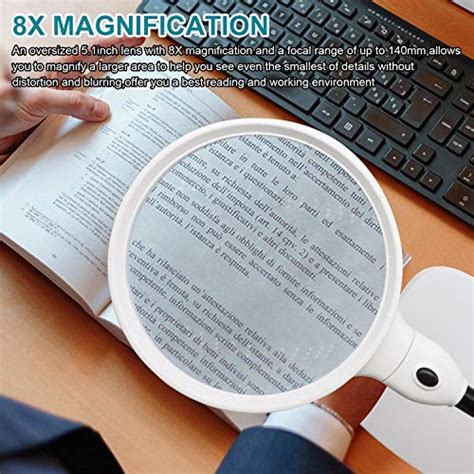 8X Lighted Desktop Magnifier Heavy Duty Stand Large 5 7 Inch Lens