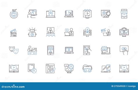 Moving Image Line Icons Collection Cinematography Animation