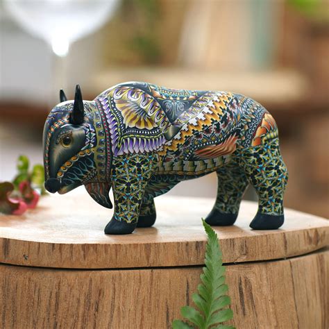 Handcrafted Polymer Clay Sculpture of a Bison from Bali - Majestic Bison | NOVICA