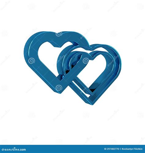 Blue Two Linked Hearts Icon Isolated On Transparent Background