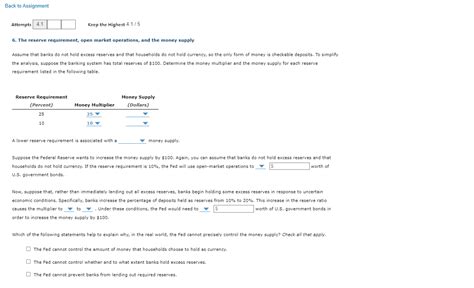 Solved The Reserve Requirement Open Market Operations Chegg