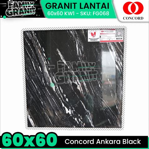 Jual Granit Lantai 60x60 Concord Ankara Black Motif Marmer Glossy KW1