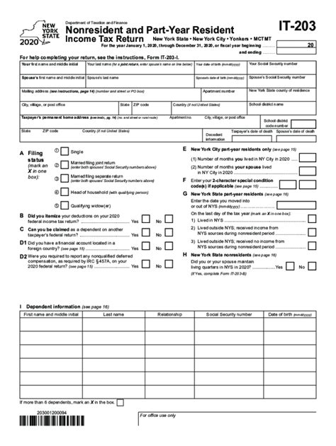 NY IT 203 2020 2021 Fill Out Tax Template Online US Legal Forms