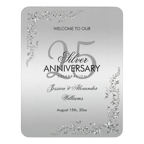 An Elegant Th Anniversary Card With Silver Foil