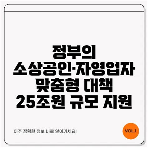 정부의 소상공인·자영업자 맞춤형 대책 25조원 규모 지원