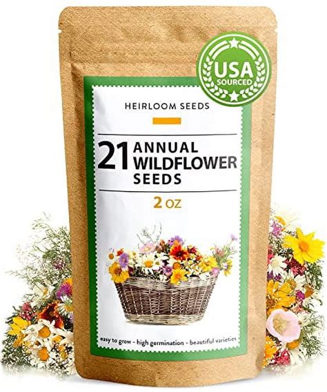 49000 Wildflower Seeds 2oz Bulk Mix 21 Varieties Non Gmo Wild