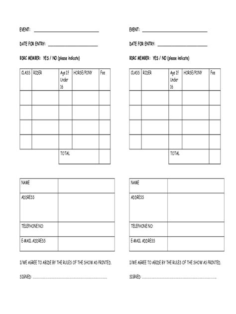 Fillable Online Blank Entry Form Fax Email Print Pdffiller