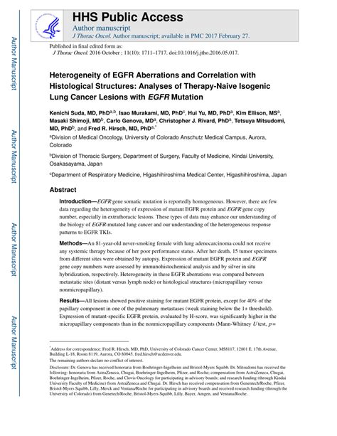 Pdf Heterogeneity Of Egfr Aberrations And Correlation With