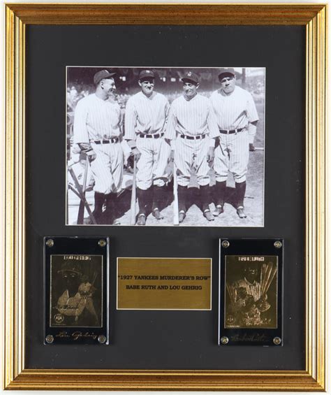 1927 Yankees Murderer S Row Custom Framed Photo With Set Of 2 Babe Ruth And Lou Gehrig 23k