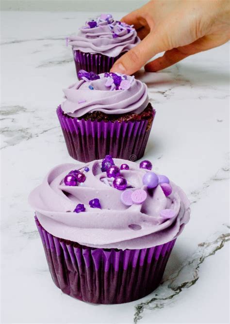 Pastry Purple Muffins For National Woman Day Stock Photo Image Of