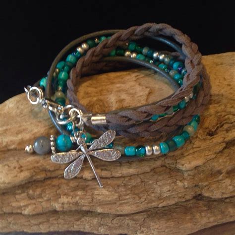 Wrap Bracelet Beaded Leather Bracelet Braided Soft Suede Etsy