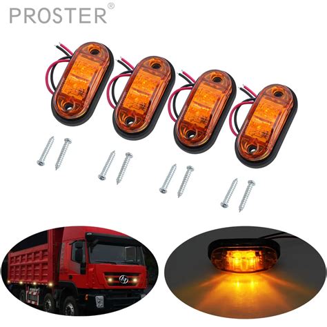 4pcs Abs Trucks Signal Light Side Position Clearance Marker Light 12v 24v Amber Car Truck