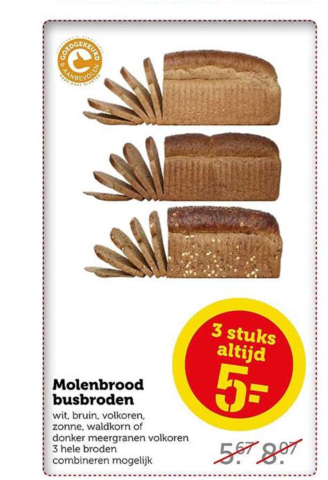 Molenbrood Busbroden Wit Bruin Volkoren Zonne Waldkorn Of Donker