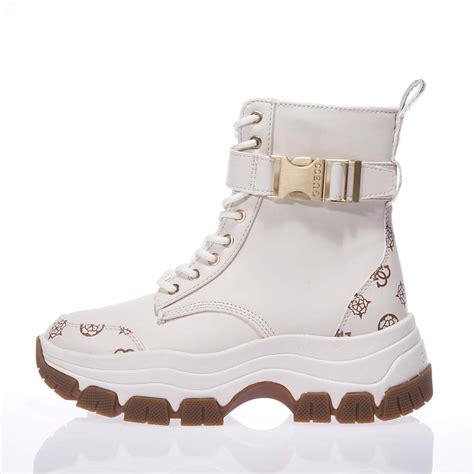 Guess Bikerz Fl8bkzele12 Cream Boots Topshoesgr